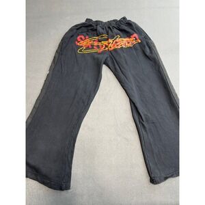Section 8 Black Wide Leg Snap Button Side Sweatpants Mens Medium Graphic Logo